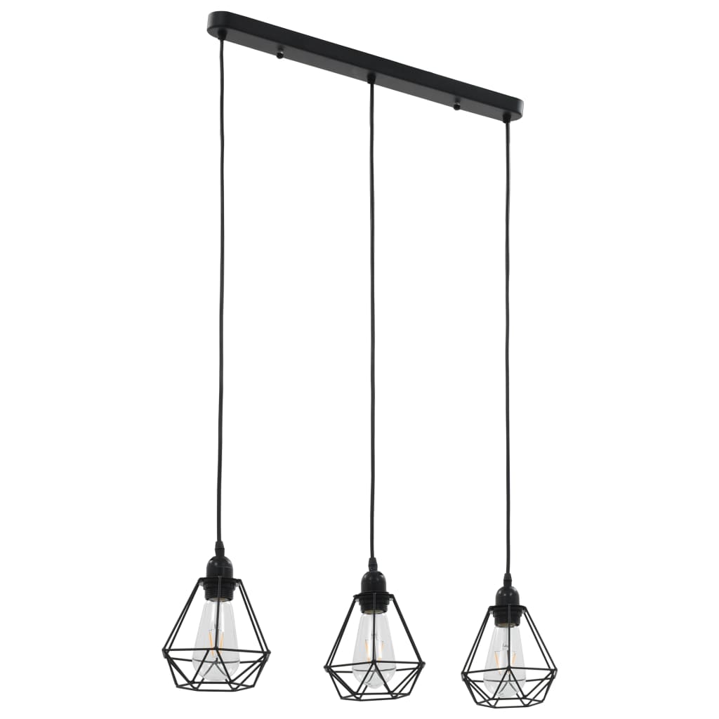 LumiCasa Geometric Triple Pendant – Modern Black Hanging Light