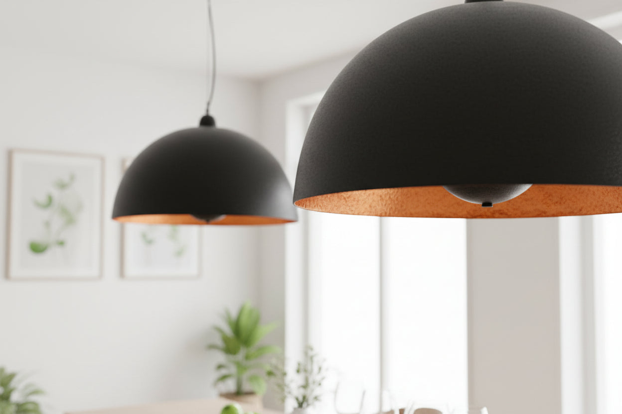 LumiCasa Minimalist Round Pendant Set – Black & Gold (2-Pack)