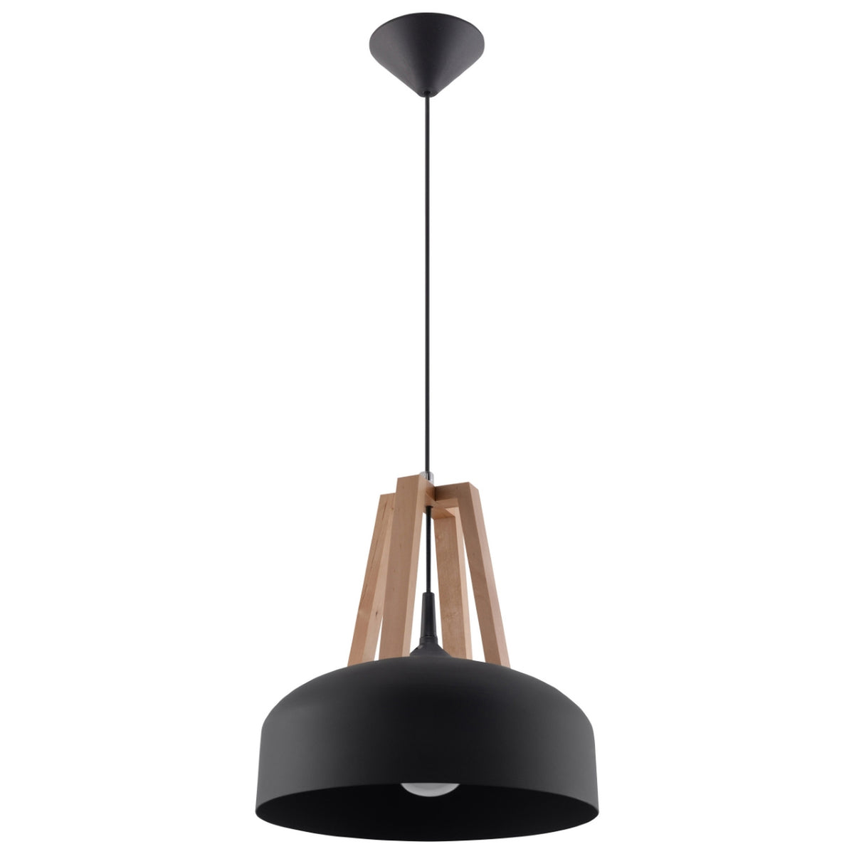 Casco Pendant Light – Black / Natural wood (SL.0390), view 2