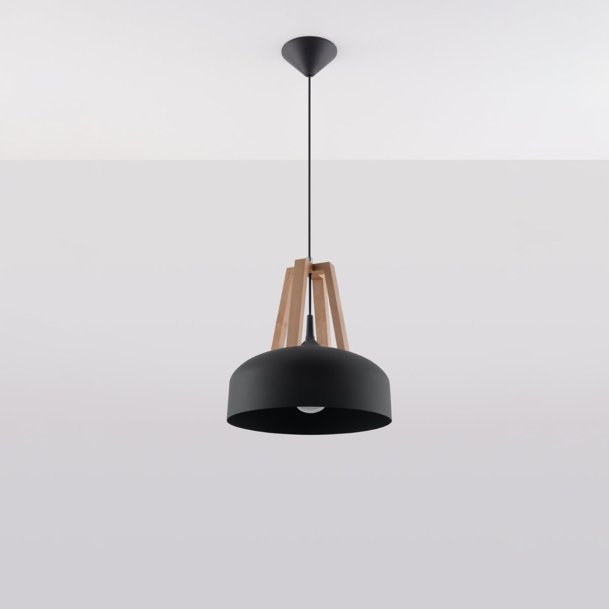 Casco Pendant Light – Black / Natural wood (SL.0390), view 4