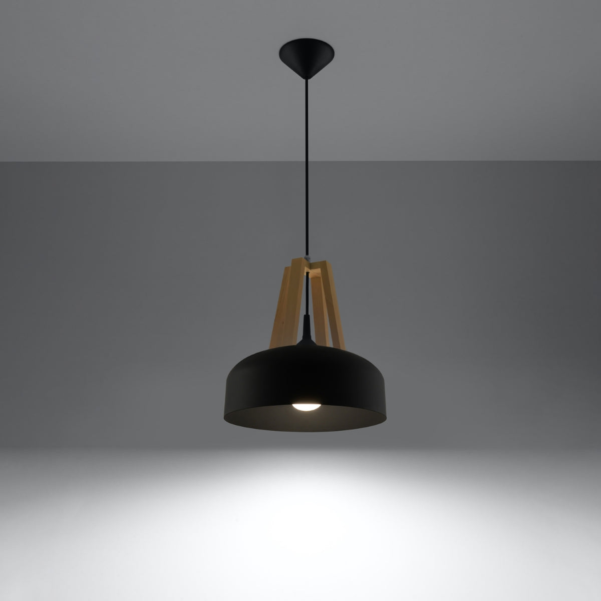 Casco Pendant Light – Black / Natural wood (SL.0390), view 6
