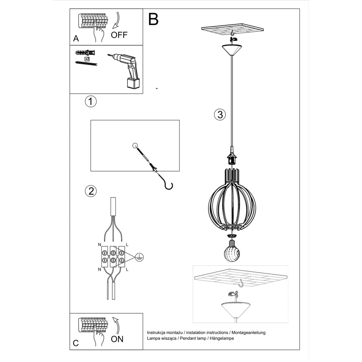 Arancia Pendant Light – Natural wood, view 5