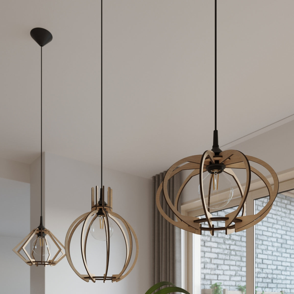 Arancia Pendant Light – Natural wood, view 8