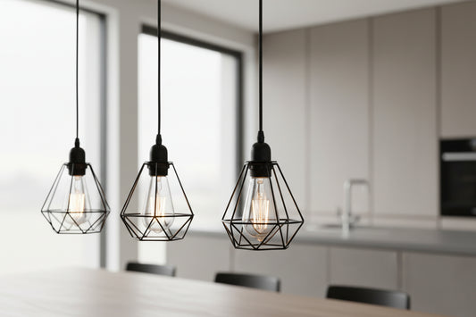 LumiCasa Geometric Triple Pendant – Modern Black Hanging Light