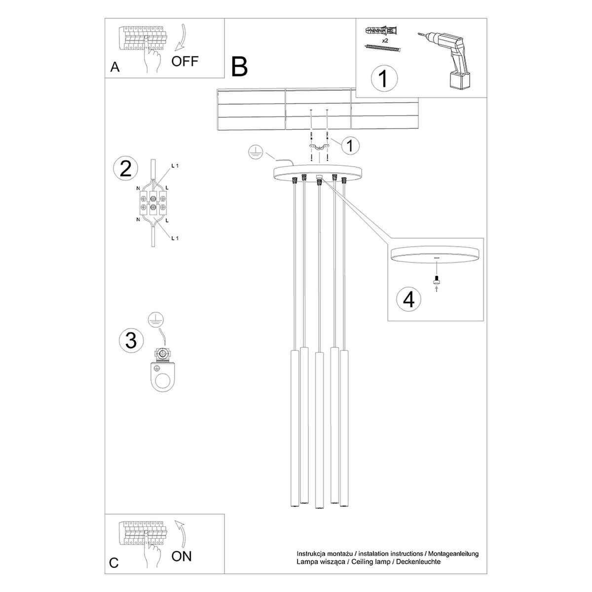 Pastelo 5P Pendant Light – Grey, view 6