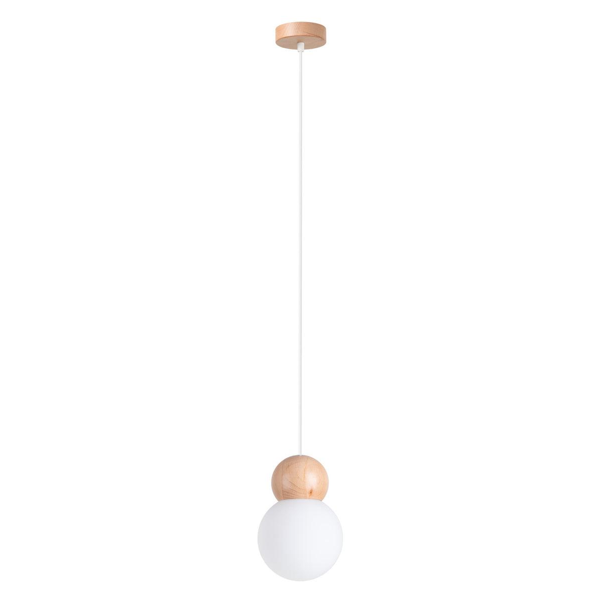 Pekka 1 Pendant Light – White / Natural wood