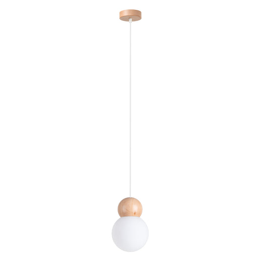 Pekka 1 Pendant Light – White / Natural wood