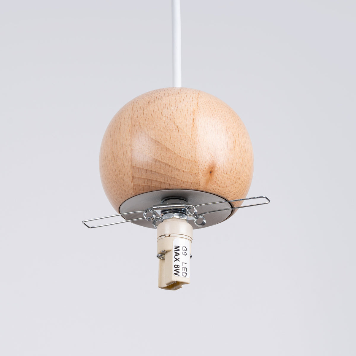 Pekka 1 Pendant Light – White / Natural wood, view 4