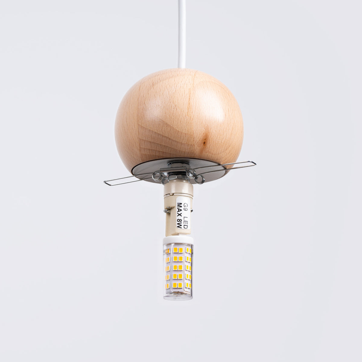 Pekka 1 Pendant Light – White / Natural wood, view 6