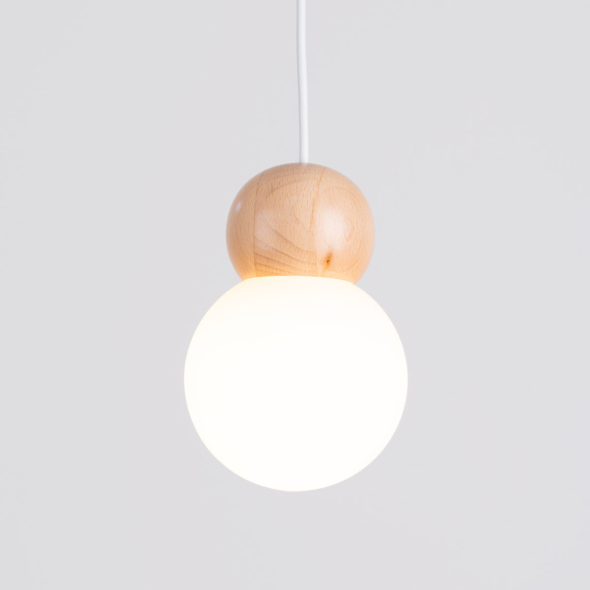 Pekka 1 Pendant Light – White / Natural wood, view 8