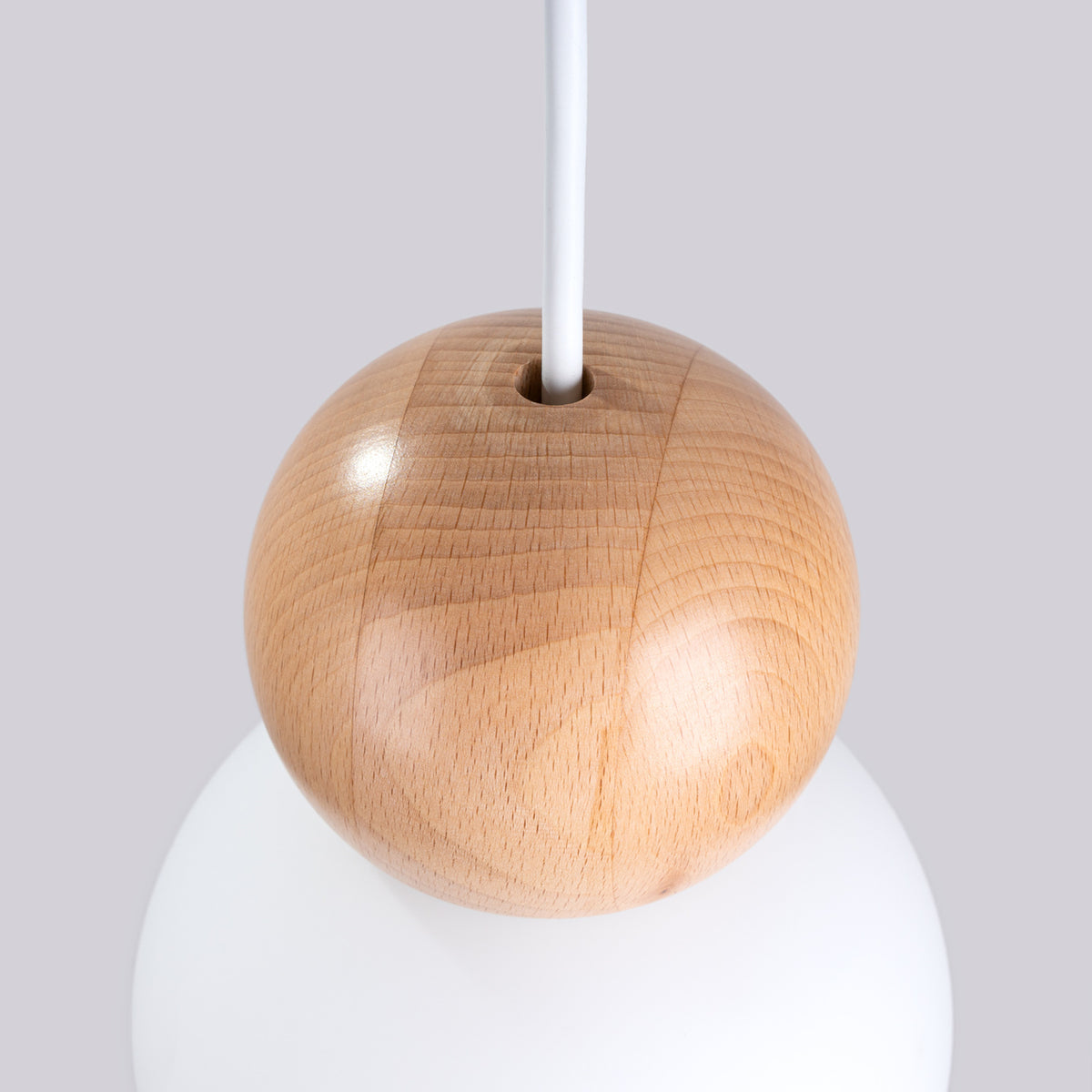 Pekka 1 Pendant Light – White / Natural wood, view 9