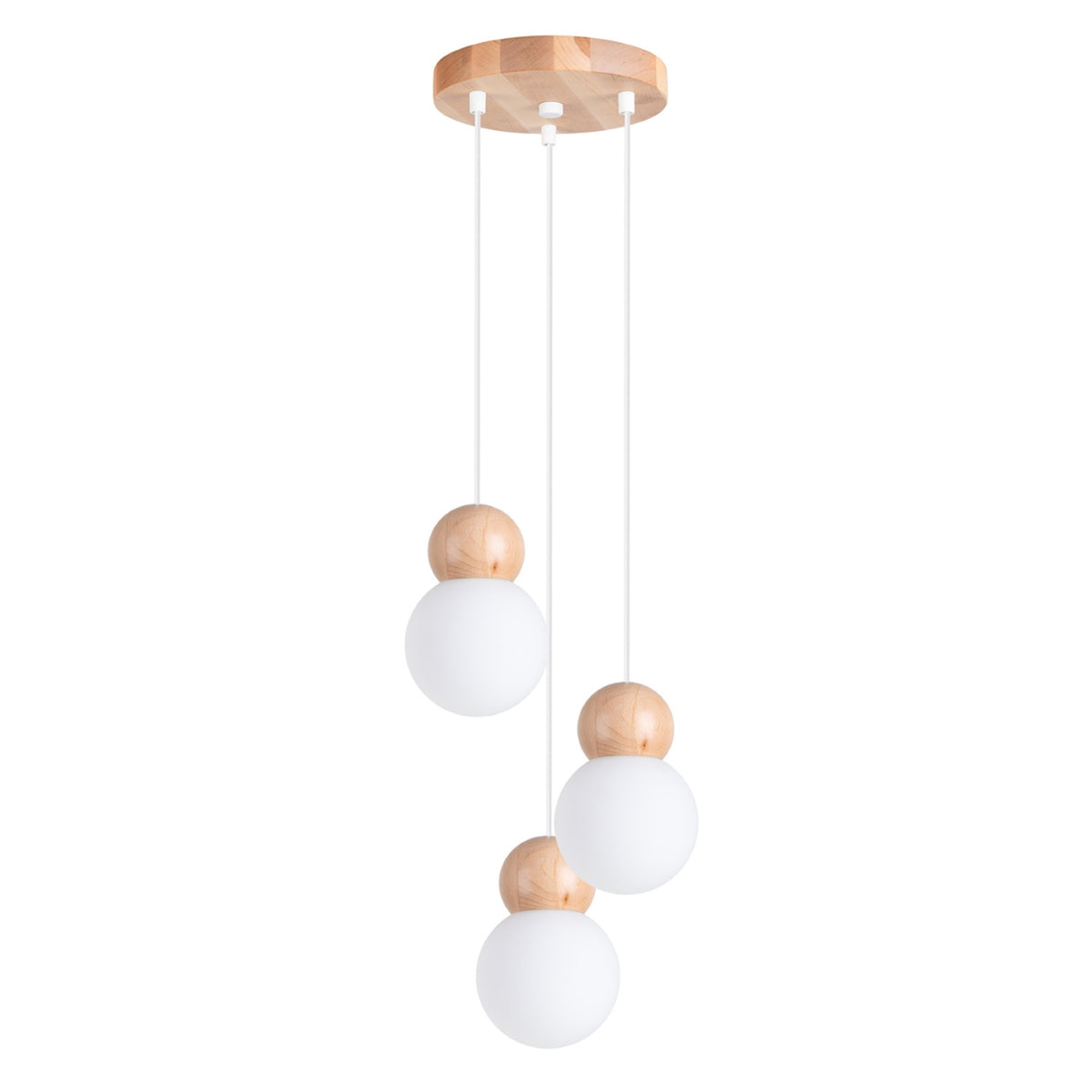 Pekka 3P Pendant Light – White / Natural wood