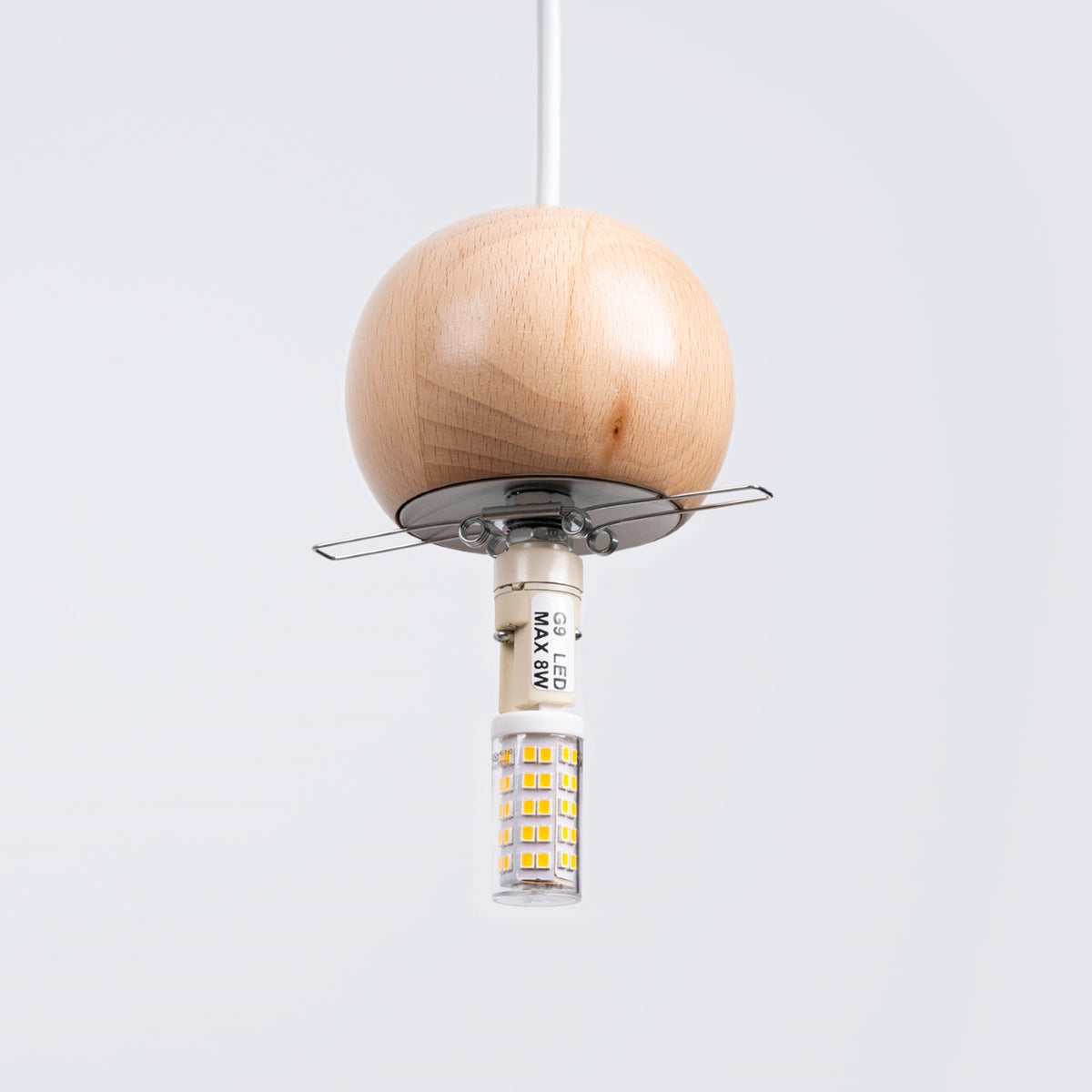 Pekka 3P Pendant Light – White / Natural wood, view 6