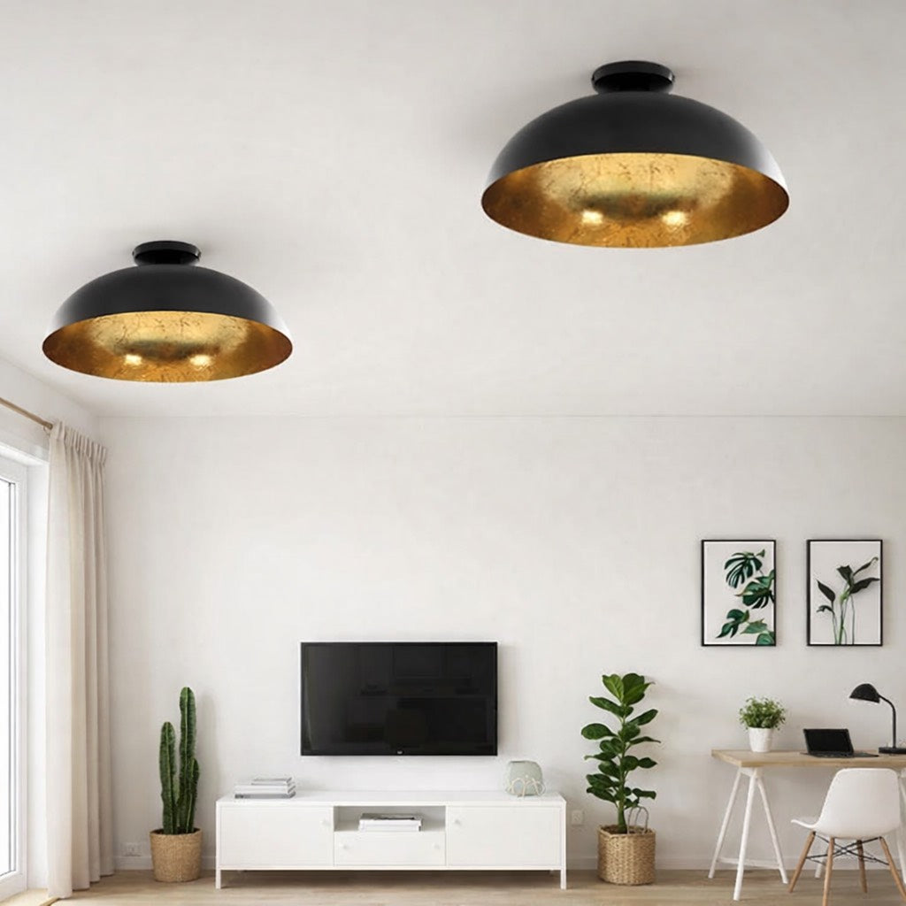 LumiCasa Round Pendant Duo – Black & Gold (Set of 2)
