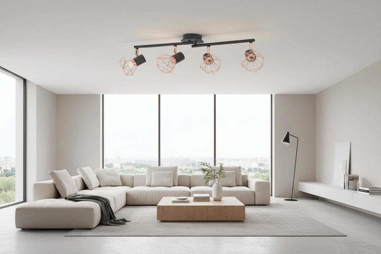 LumiCasa Copper Wire 4-Head Adjustable Rail Light
