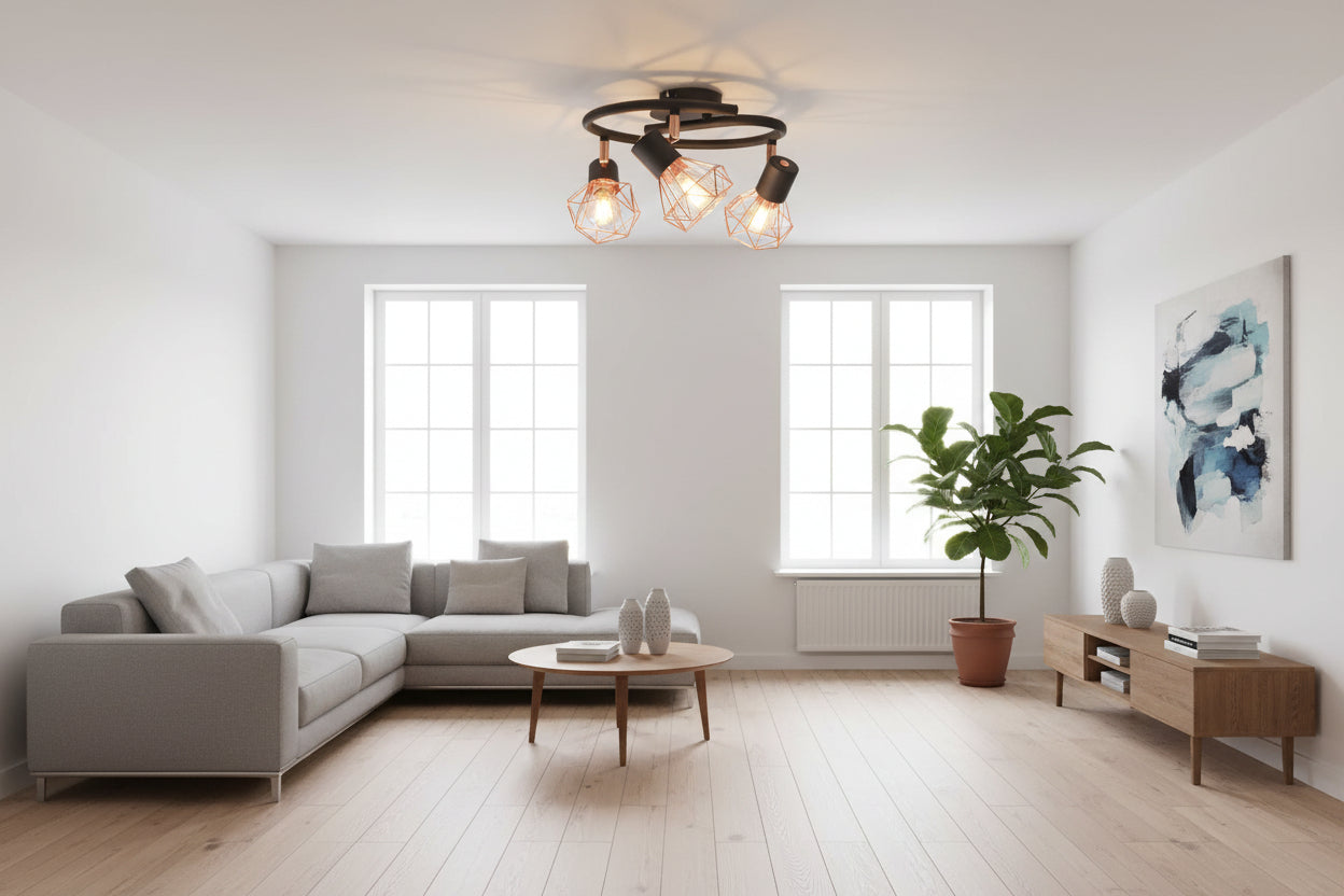LumiCasa Copper Wire Ceiling Light (3 Bulbs Included)