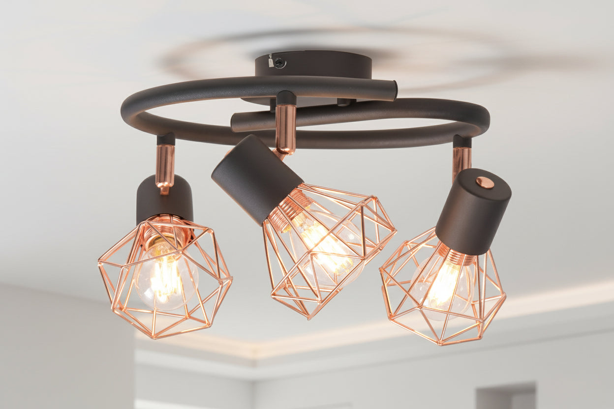 LumiCasa Copper Wire Ceiling Light (3 Bulbs Included)