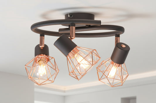 LumiCasa Copper Wire Ceiling Light (3 Bulbs Included)