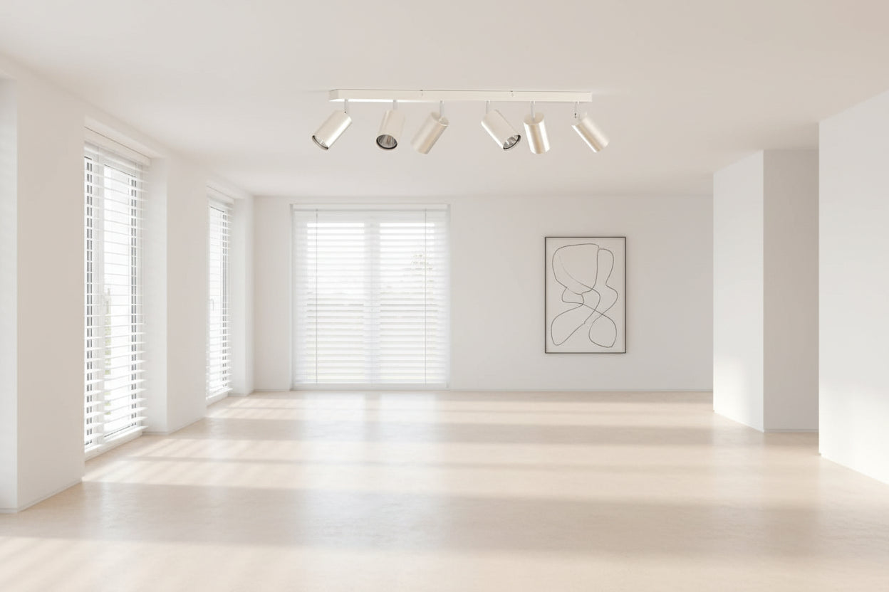 LumiCasa Brushed Nickel Spotlight Rail – 6 Adjustable Heads