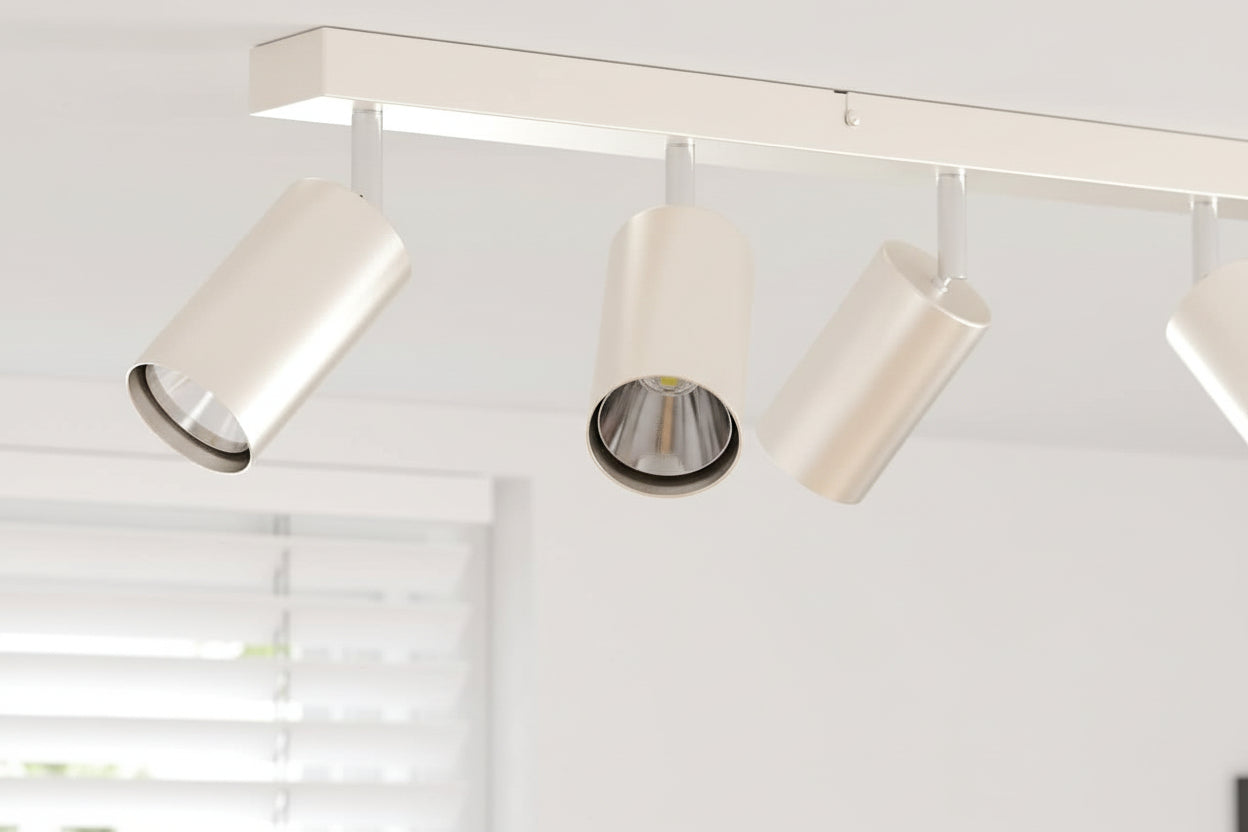 LumiCasa Brushed Nickel Spotlight Rail – 6 Adjustable Heads