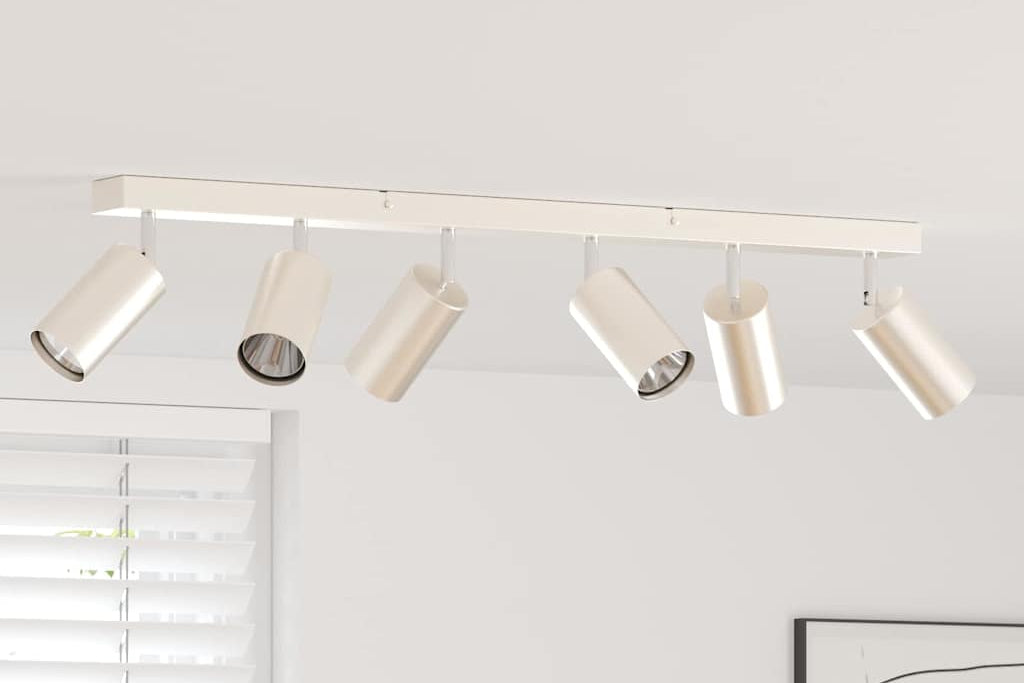 LumiCasa Brushed Nickel Spotlight Rail – 6 Adjustable Heads