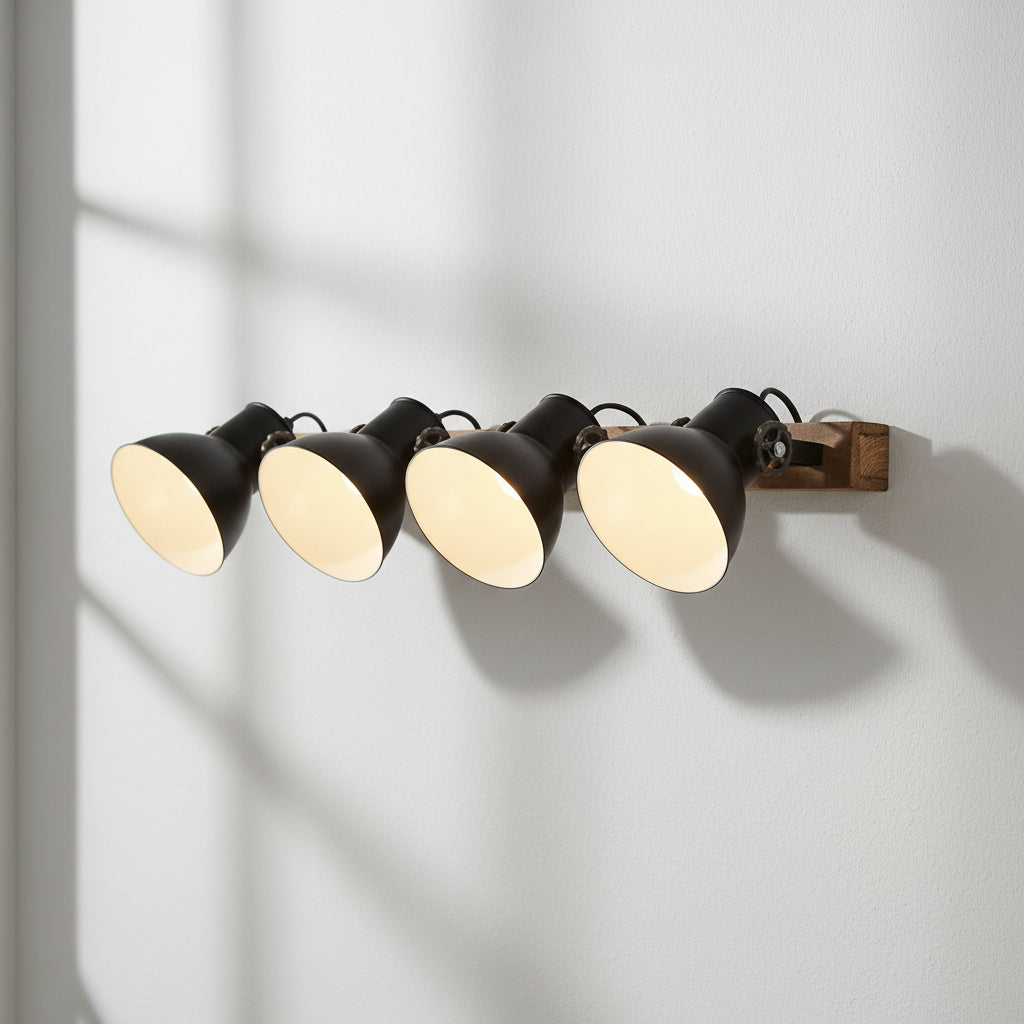 LumiCasa Architectural Multi-Shade Wall Light – Wood & Metal Blend