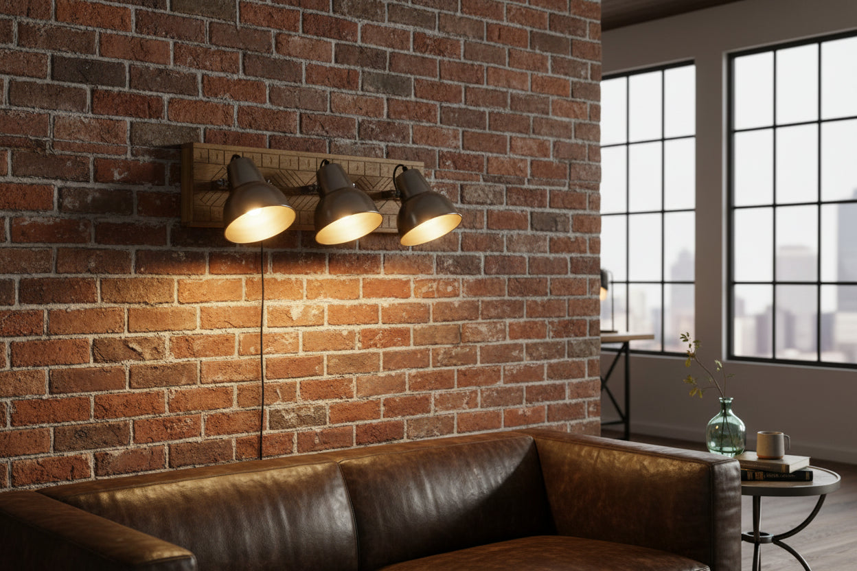 LumiCasa Triple Tube Wall Light – Industrial Metal & Wood