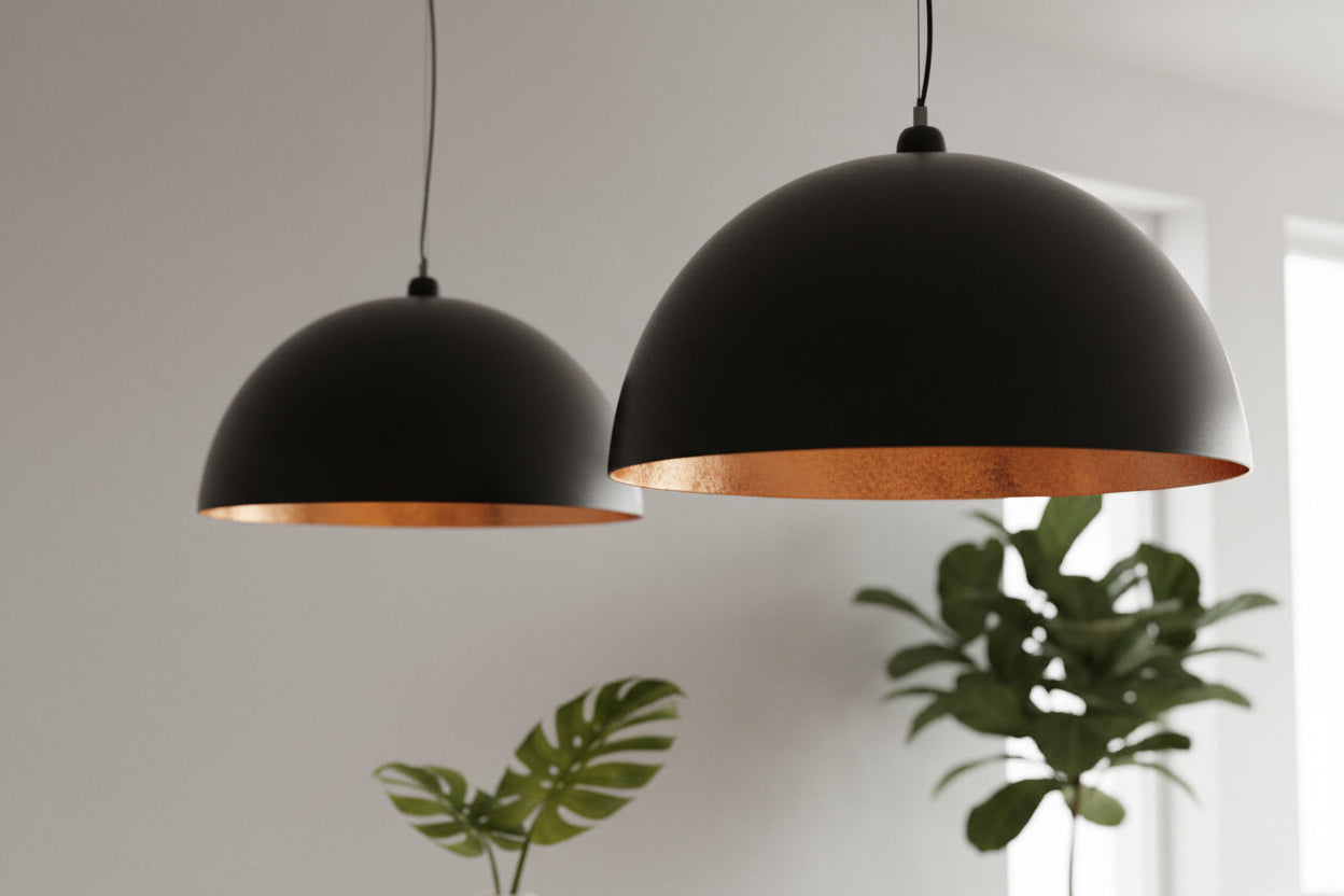 LumiCasa Orbit Pendant Light – Set of 2 (Black & Gold)