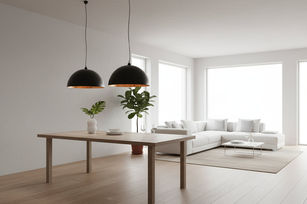 LumiCasa Orbit Pendant Light – Set of 2 (Black & Gold)