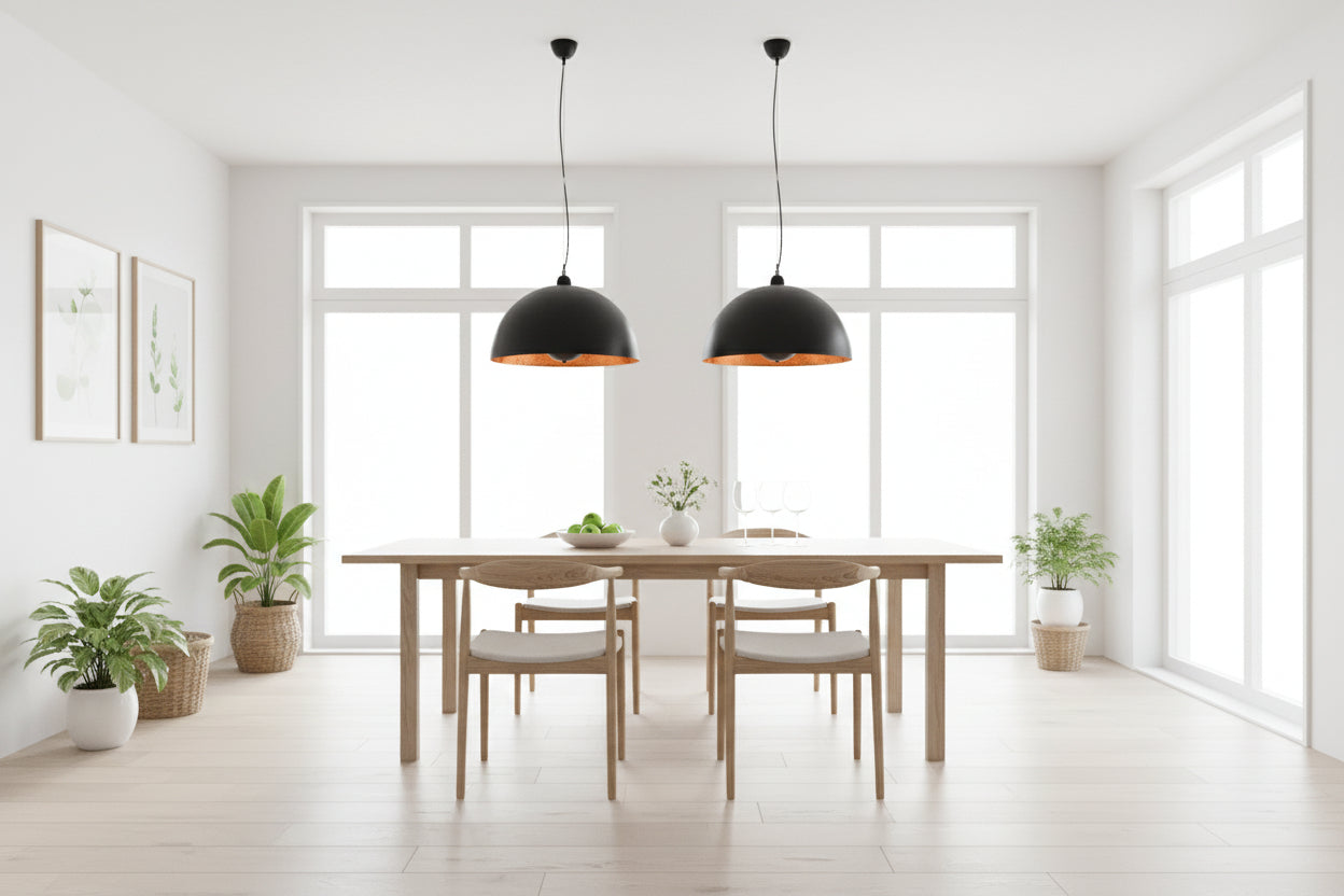 LumiCasa Minimalist Round Pendant Set – Black & Gold (2-Pack)