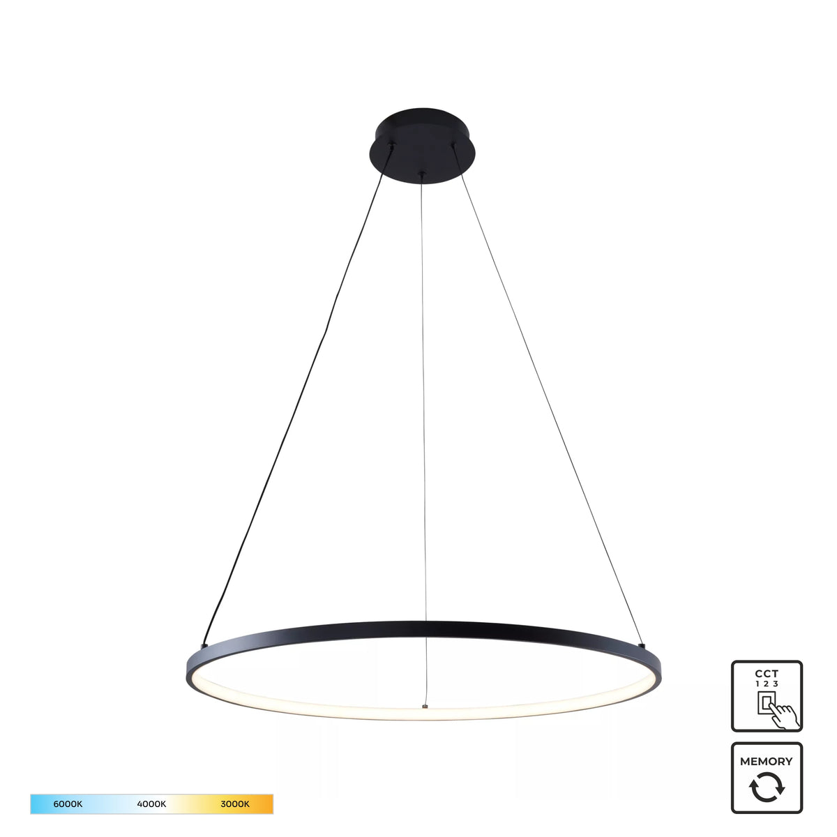 Breno 600 mm LED Pendant Light – Black