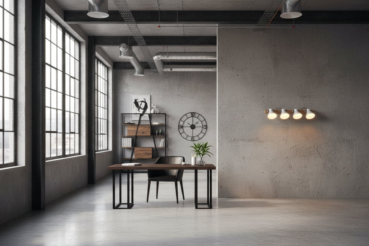 LumiCasa Four-Shade Industrial Wall Light – White & Wood