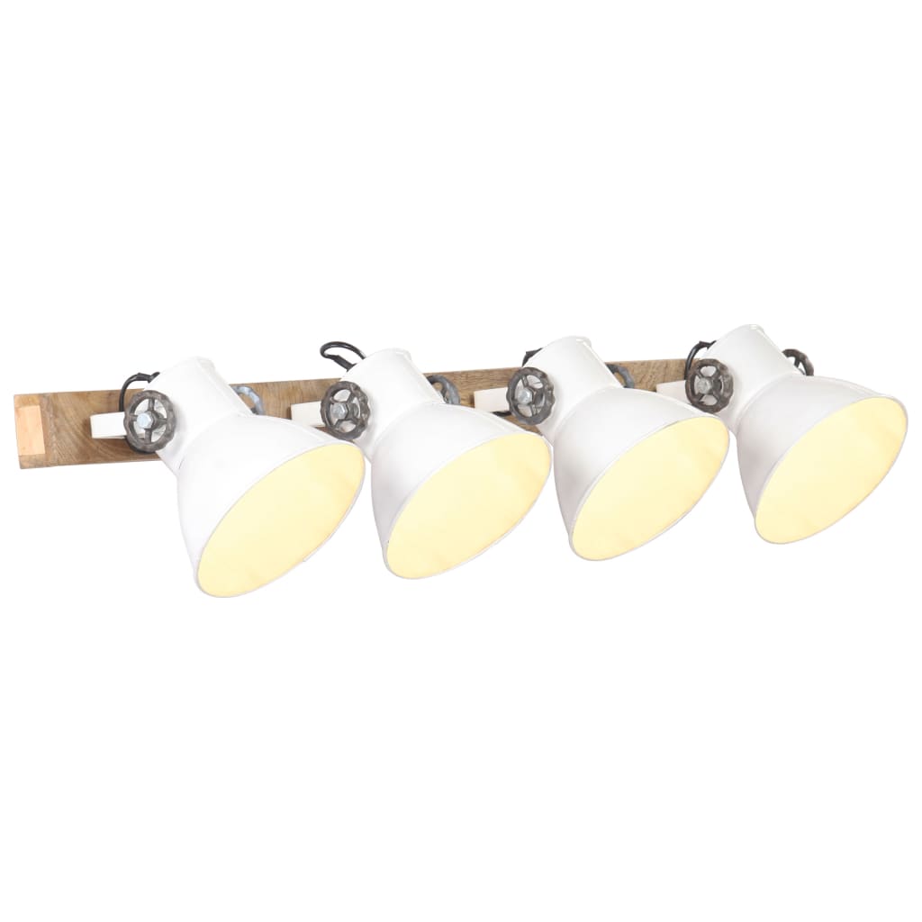LumiCasa Four-Shade Industrial Wall Light – White & Wood