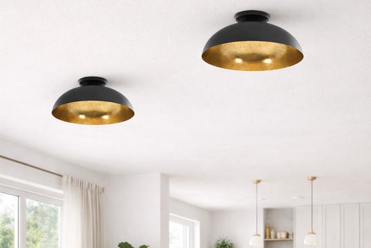 LumiCasa Round Pendant Duo – Black & Gold (Set of 2)