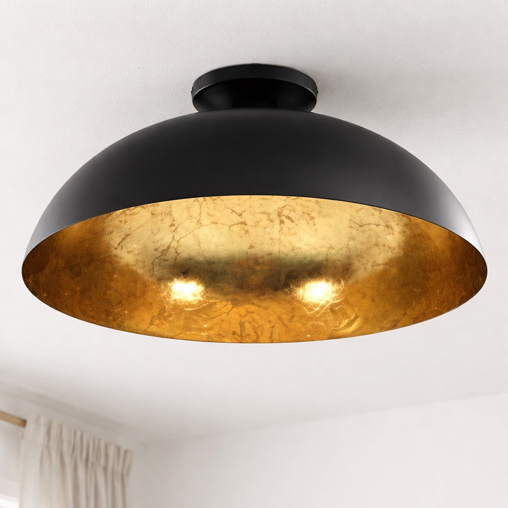 LumiCasa Round Pendant Duo – Black & Gold (Set of 2)