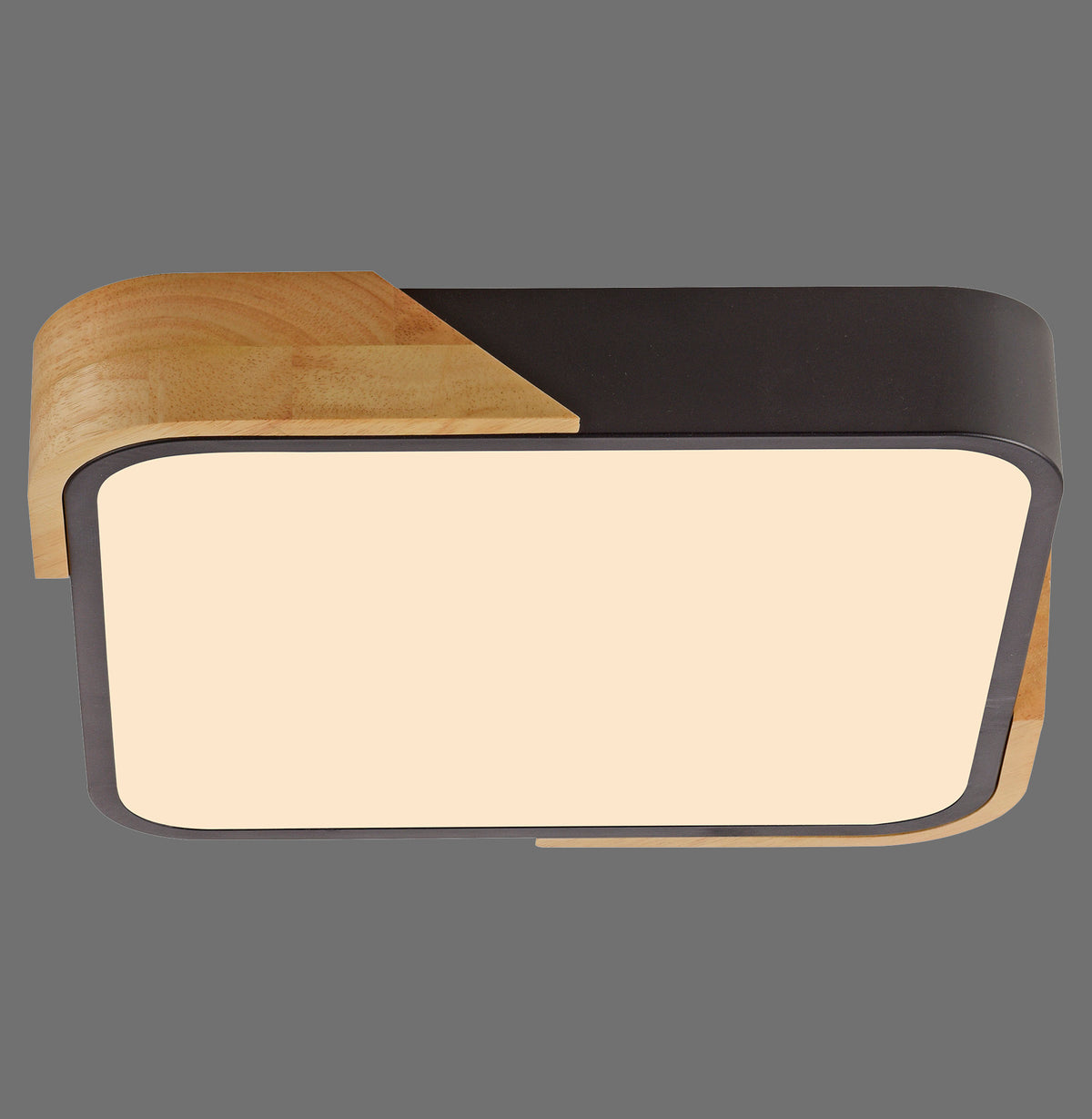 Bila Square LED Ceiling Light – Black / Wood