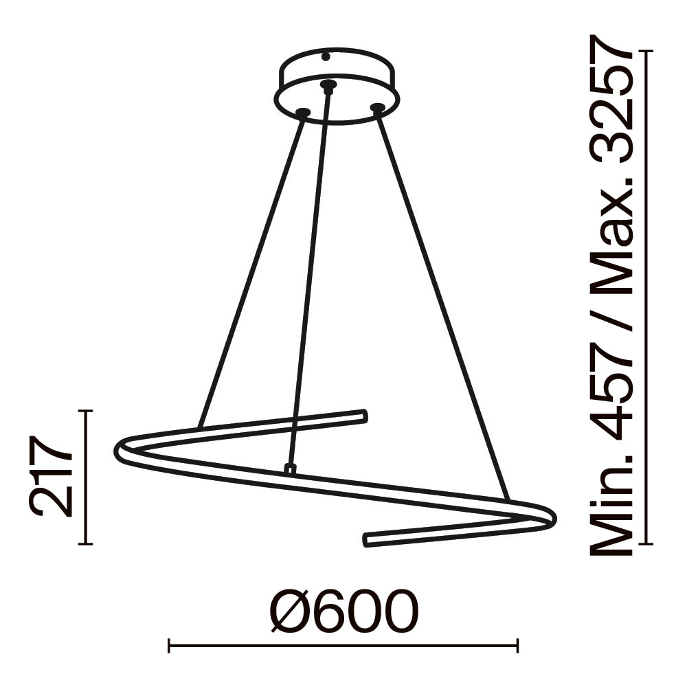 Curve LED Pendant Light – 31W – Black / White (MOD242PL-L33BK), view 3