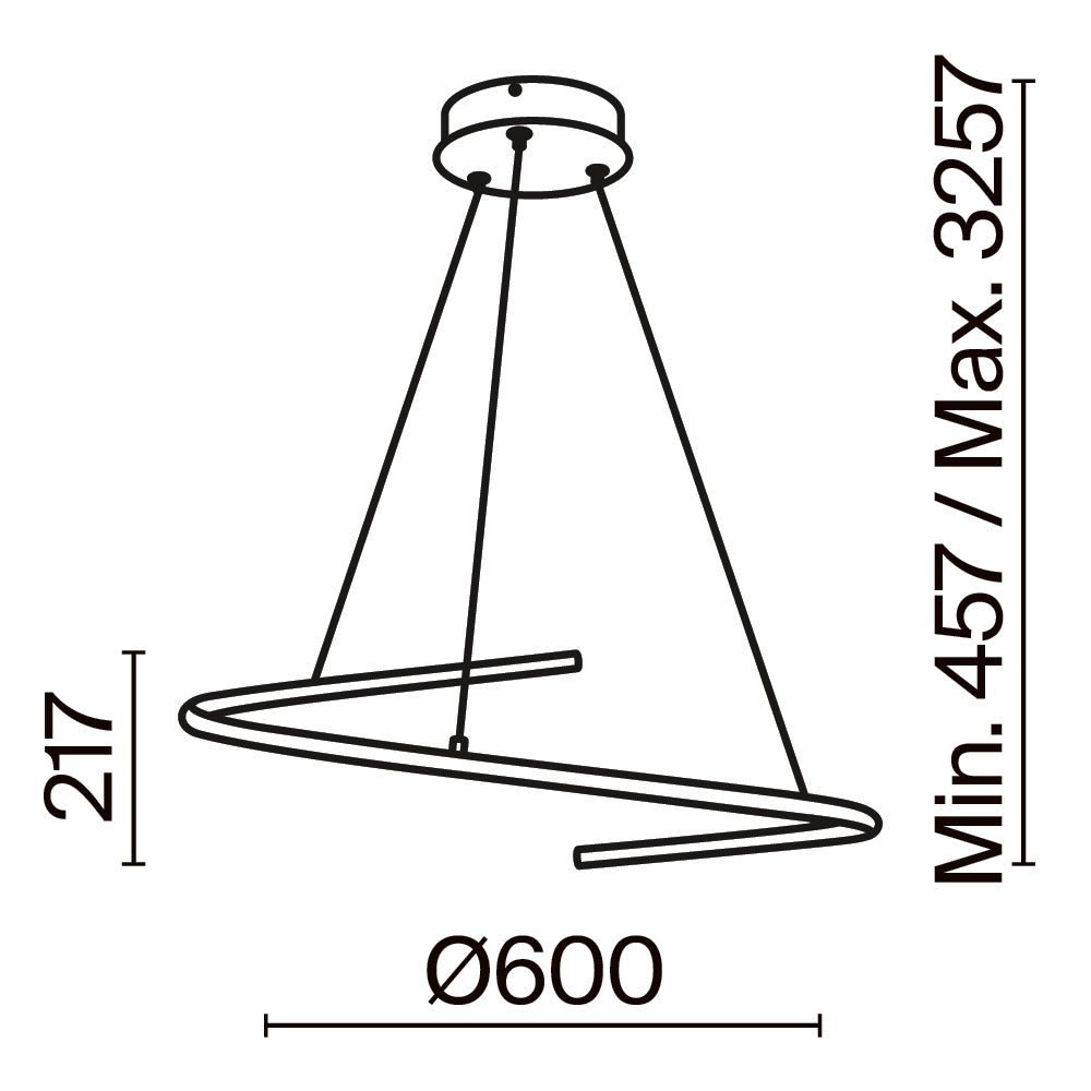 Curve LED Pendant Light – 31W – Brass / White (MOD242PL-L33BSK), view 7
