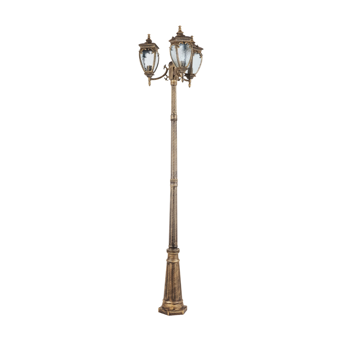Fleur Three-Light Garden Post – Black with gold, view 2