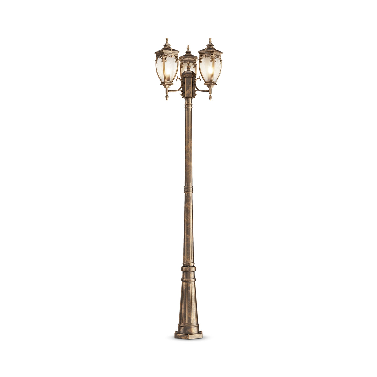 Fleur Three-Light Garden Post – Black with gold