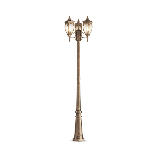 Fleur Three-Light Garden Post – Black with gold