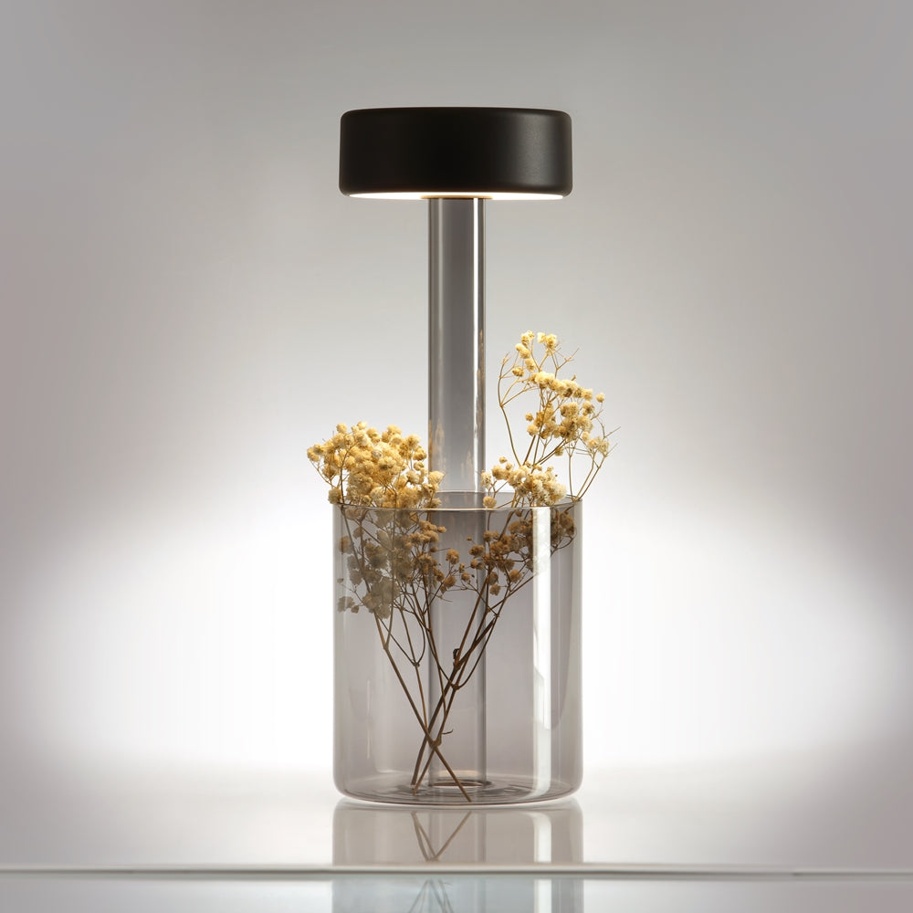 Maytoni AI Collaboration rechargeable table lamp – Grey glass / Black – additional perspective