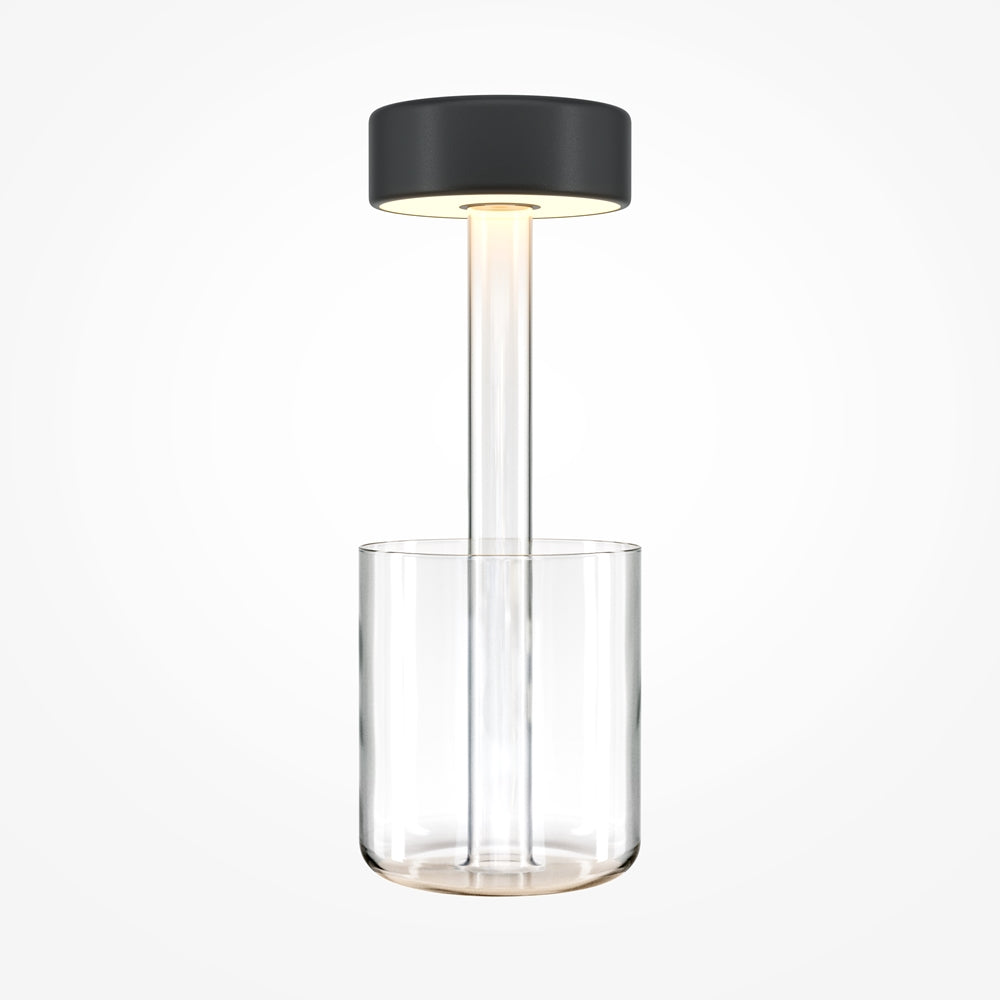 Maytoni AI Collaboration rechargeable table lamp – Transparent glass / Black – main view