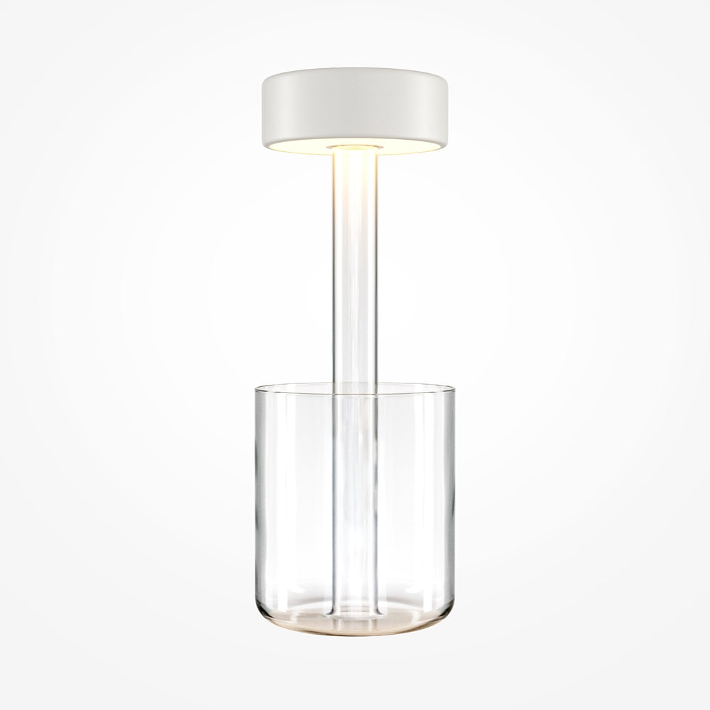Maytoni AI Collaboration rechargeable table lamp – Transparent glass / White – main view