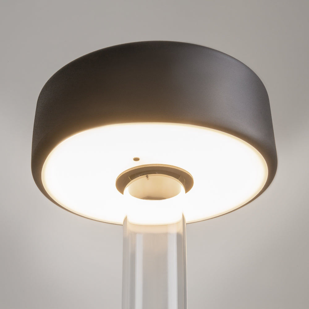 Maytoni AI Collaboration rechargeable table lamp – Transparent glass / Black – light detail
