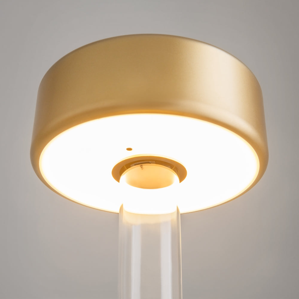 Maytoni AI Collaboration rechargeable table lamp – Transparent glass / Gold – shade detail