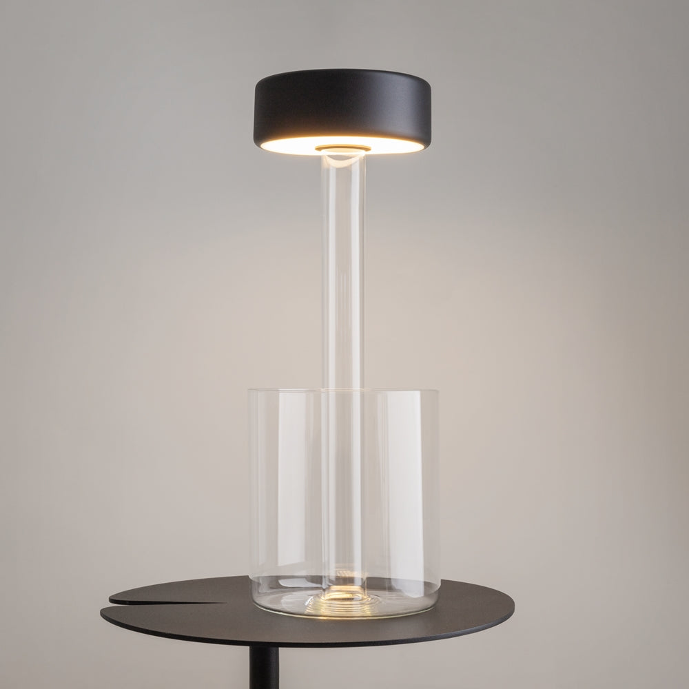 Maytoni AI Collaboration rechargeable table lamp – Transparent glass / Black – lifestyle view