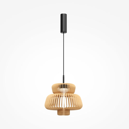 Namiki LED Pendant Light – Ø350 mm – Black / Natural wood (MOD465PL-L12BK1)