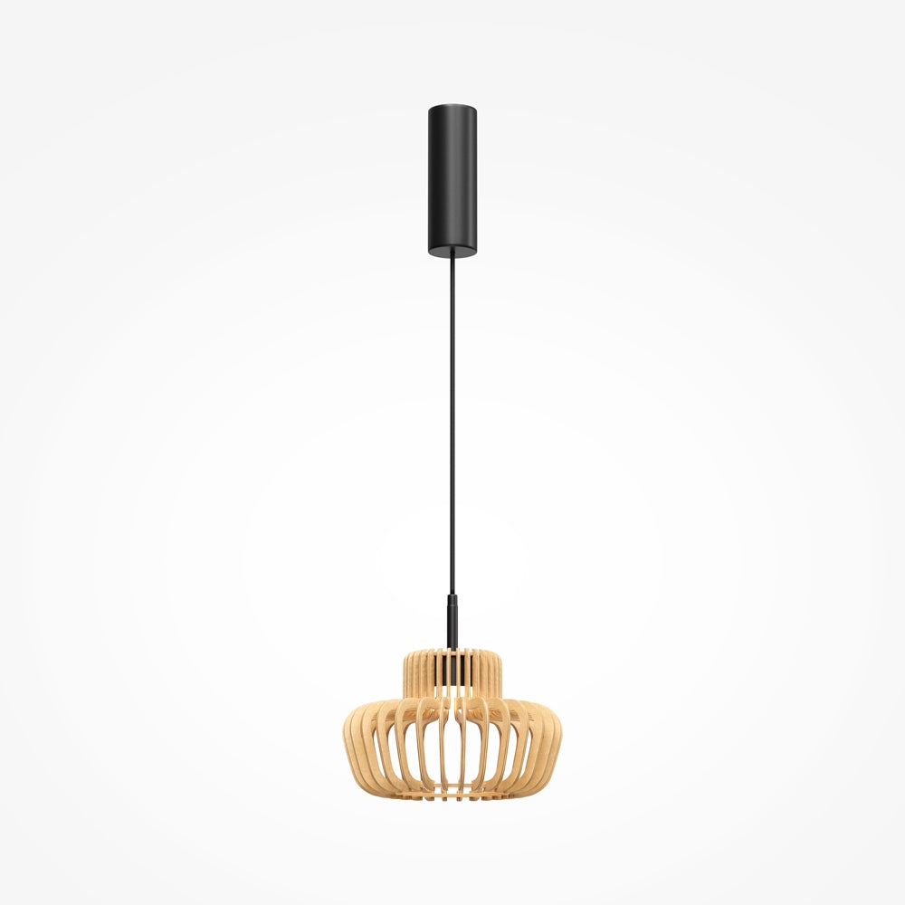 Namiki LED Pendant Light – Ø265 mm – Black / Natural wood (MOD465PL-L12BK2)