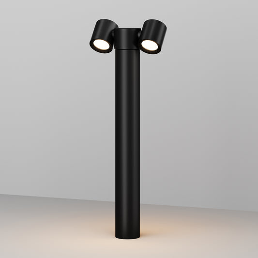 Wall Street Double Outdoor Bollard Light – Black
